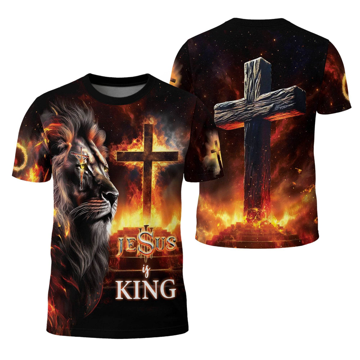 Jesus Is King Forged In Fire Lion And Cross T-Shirt