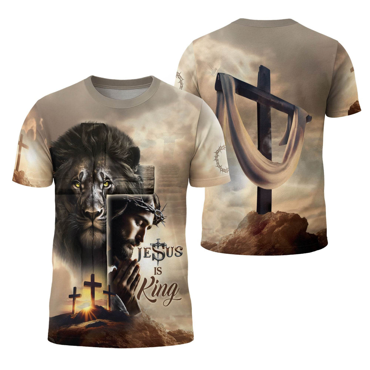 The Risen King Is Lord Of All Lion And Cross Religious T-Shirt