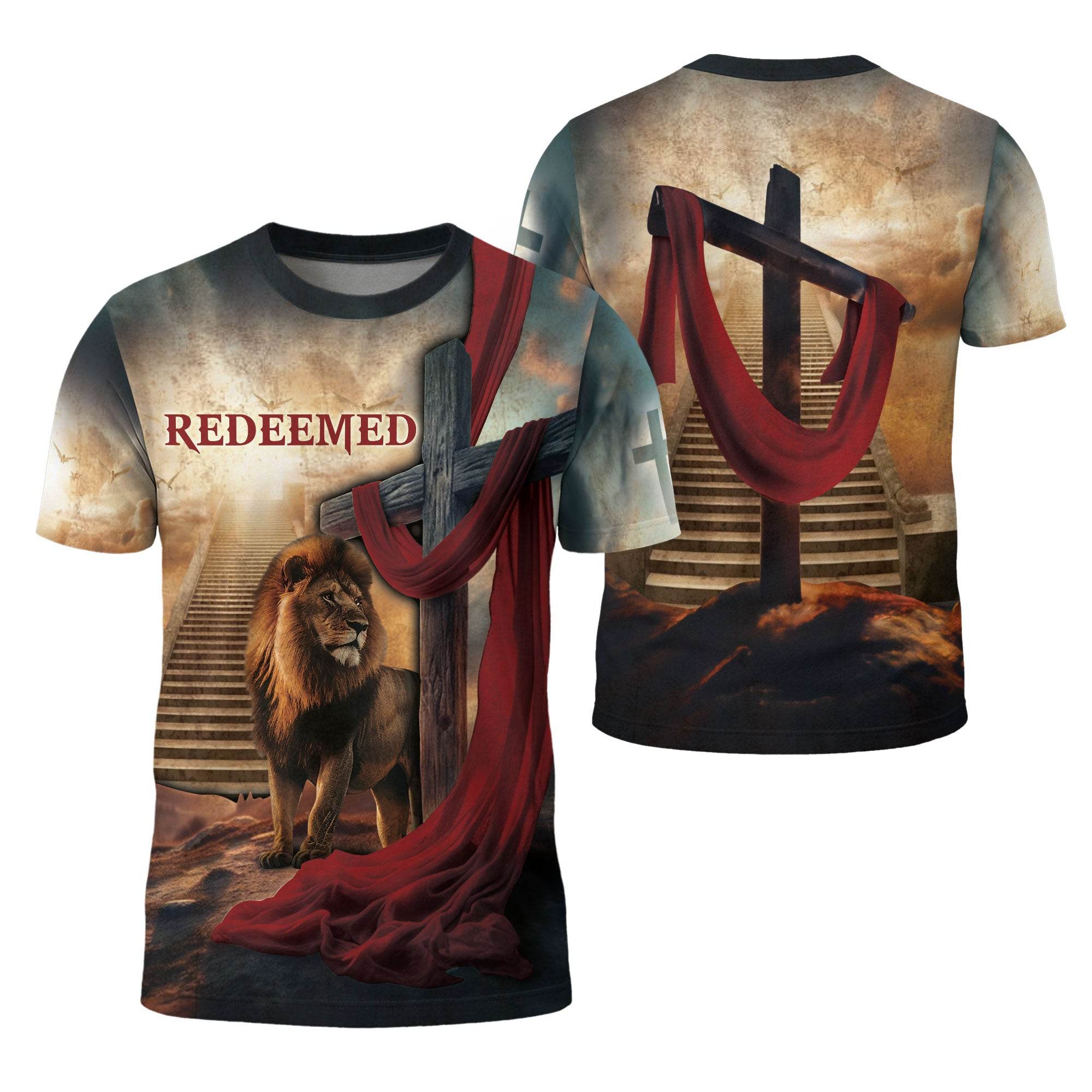 Redeemed By The King Lion And Stairway To Heaven T-Shirt