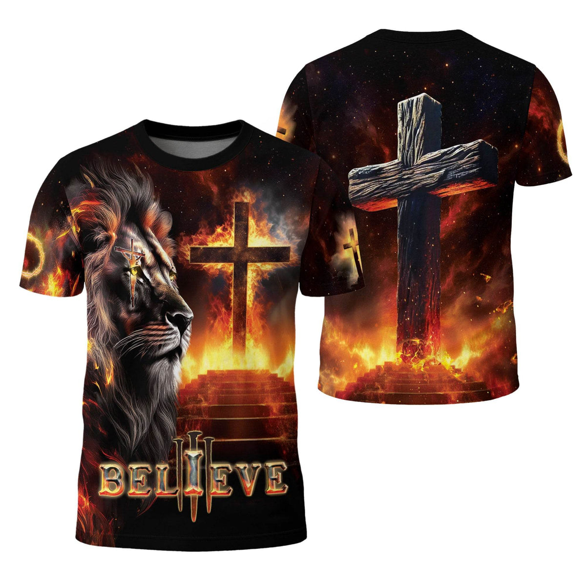 Believe In The Lion Of Judah And The Glowing Cross T-Shirt