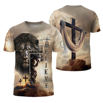 Believe In The Lion And The Savior Christian T-Shirt