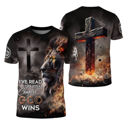 I've Read The Final Chapter God Wins Christian Faith Cross Lion T-Shirt