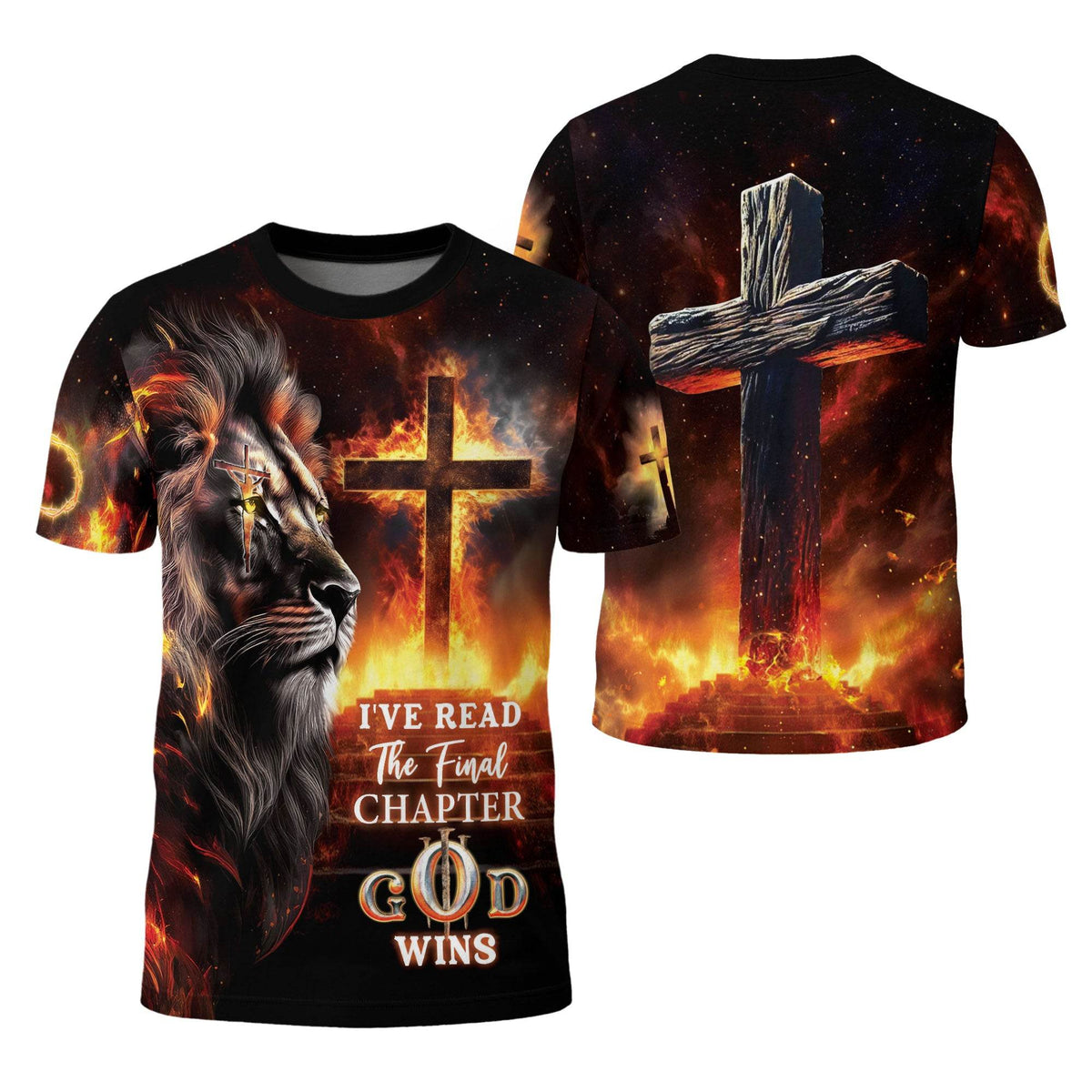 I've Read The Final Chapter God Wins Lion Cross Fire T-Shirt