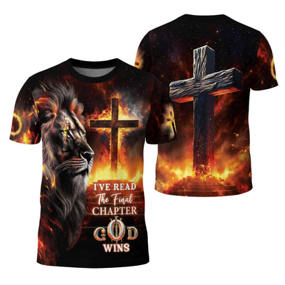 I've Read The Final Chapter God Wins Lion Cross Fire T-Shirt