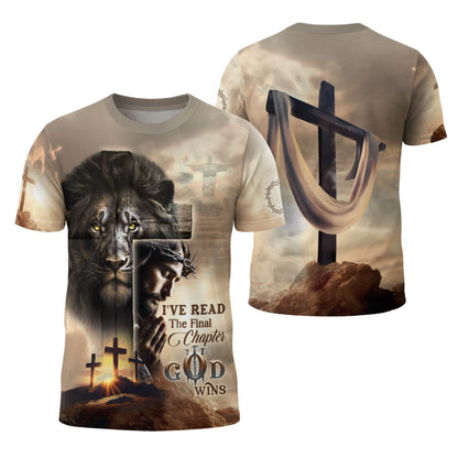Praying Jesus & Cross Victory "God Wins" T-Shirt