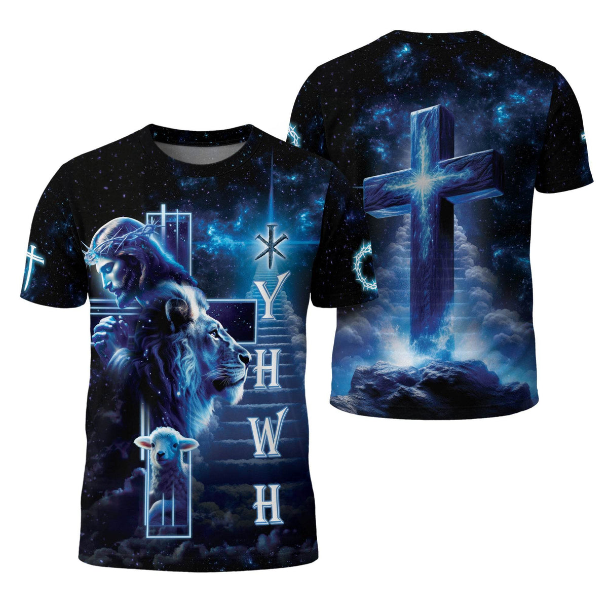 YHWH Jesus Lion & Lamb Stairway to Heaven Christian T-Shirt