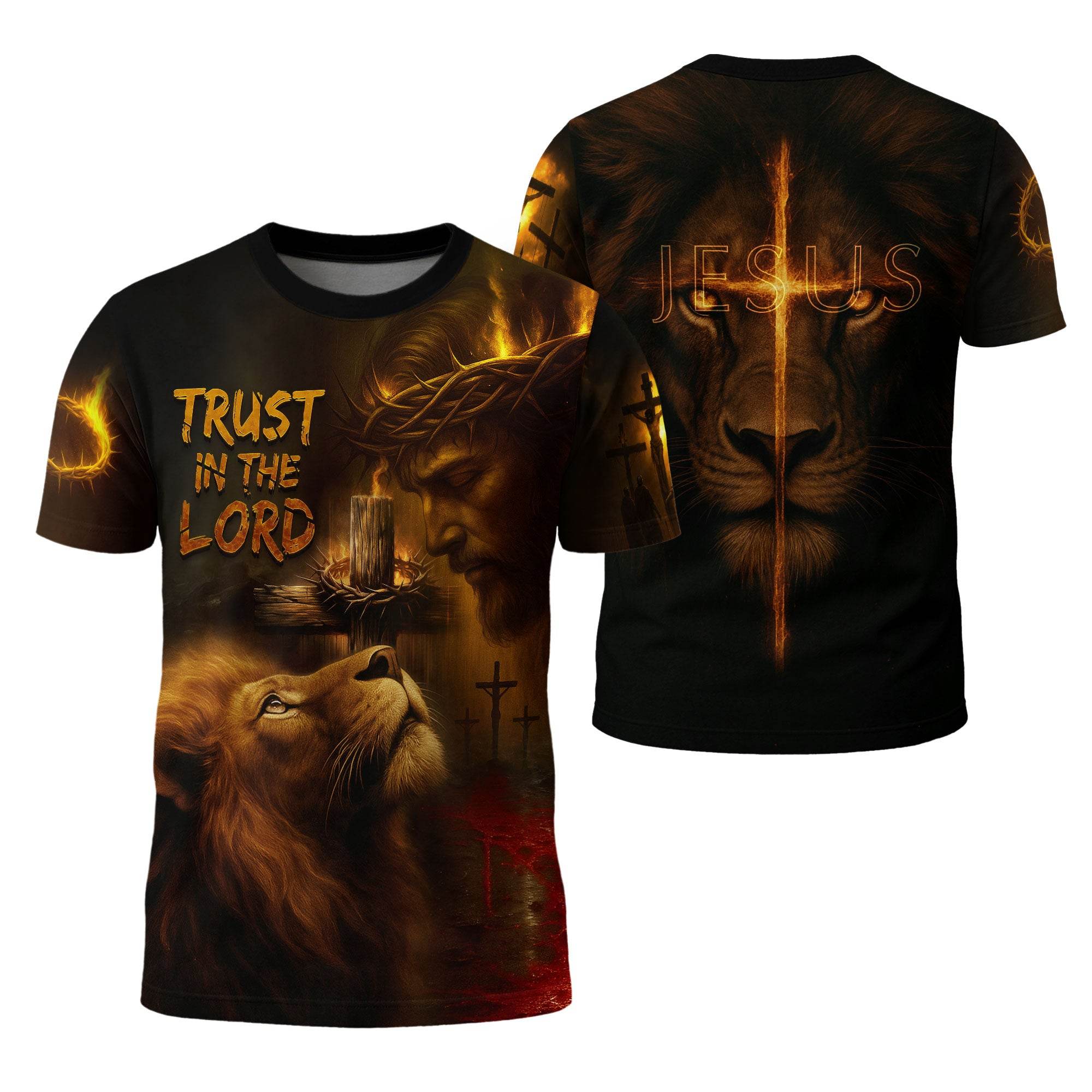 Trust In The Lord Crown of Thorns & Lion Christian T-Shirt