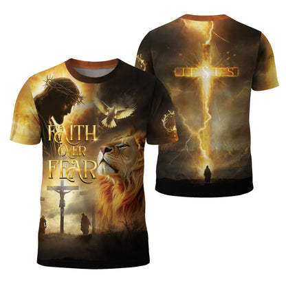 Faith Over Fear Lion & Dove Christian T-Shirt