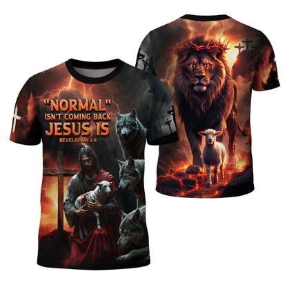 Revelation Fire “Jesus Is Coming Back” Lion and Lamb Christian T-Shirt