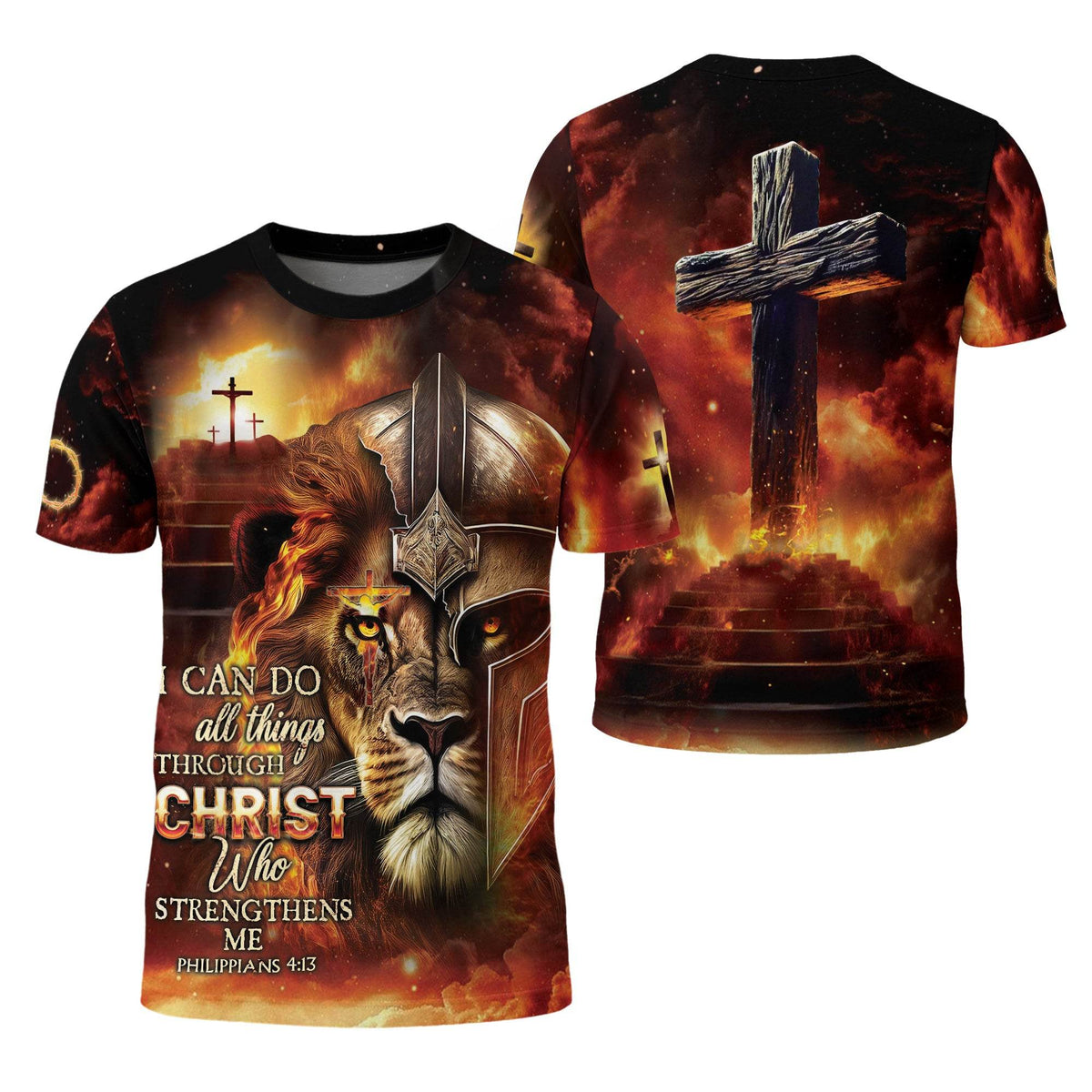 I Can Do All Things Through Christ Lion Warrior Cross T-Shirt