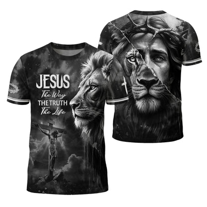 Jesus Lion Of Judah Cross Crown Of Thorns The Way The Truth The Life T-Shirt