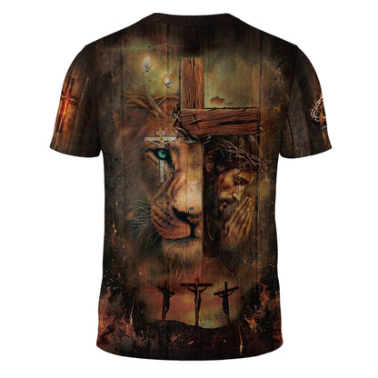 Faith Over Fear Lion & Cross Christian T-Shirt