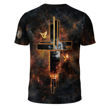 Faith Over Fear Cross Lion & Jesus T-Shirt