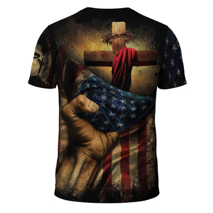 Jesus: The Way, The Truth & The Life | Crowned Cross Patriotic Tee