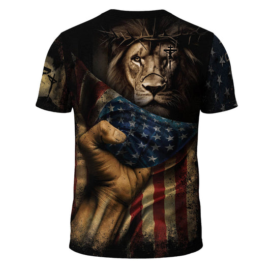 One Nation Under God | Lion of Judah & Cross Shield Christian Tee