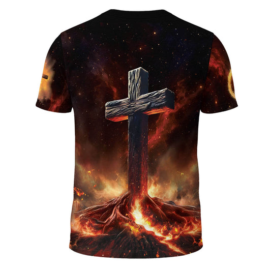 Rooted In Christ The Glowing Rooted Cross And Lion T-Shirt