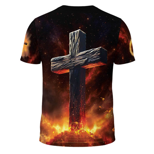 Crucified Lion & Fiery Cross Philippians 4:13 T-Shirt