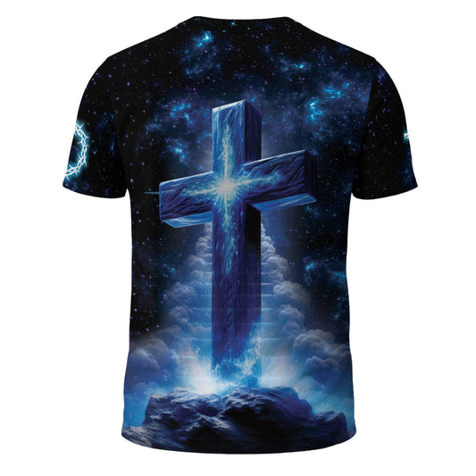 Christ Who Strengthens Me Cosmic Cross Christian Tshirt