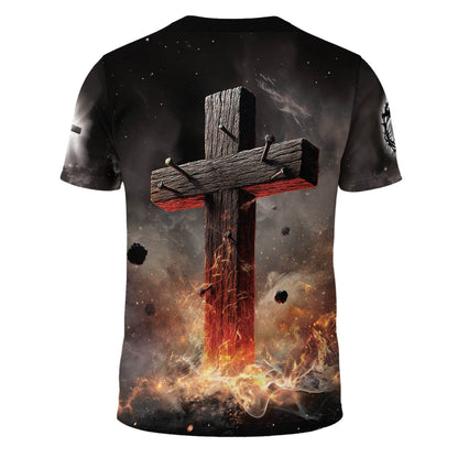 Iron Sharpens Iron Fiery Lion Cross Christian T-Shirt