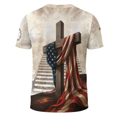 One Nation Under God American Flag Lion Christian T-Shirt