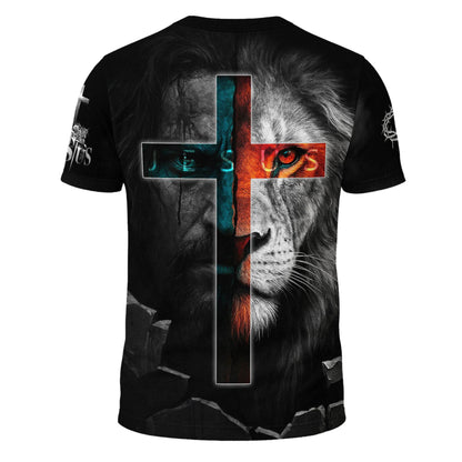 Trust In The Lord Cross & Lion Design T-Shirt
