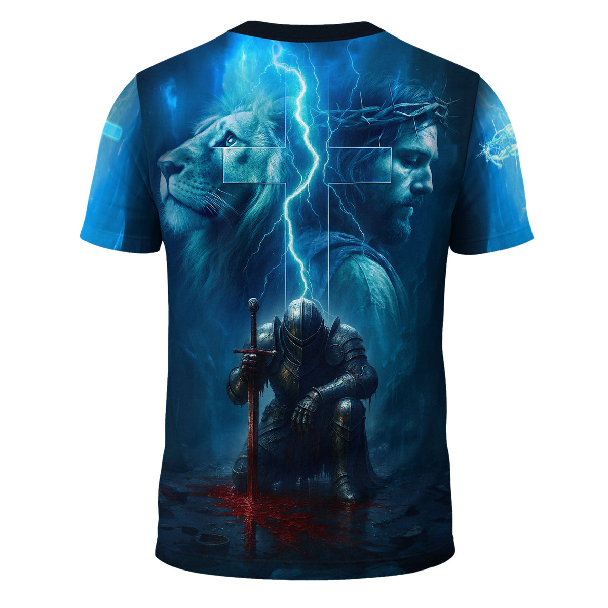 Jesus Is King Lightning Lion Cross Christian T-Shirt