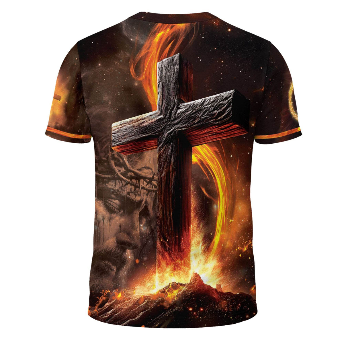Faith Over Fear Fiery Lion & Cross Christian T-Shirt