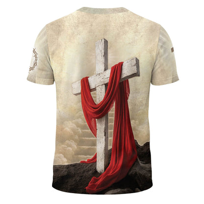Faith Over Fear Jesus & Lion with Red Drape Christian T-Shirt