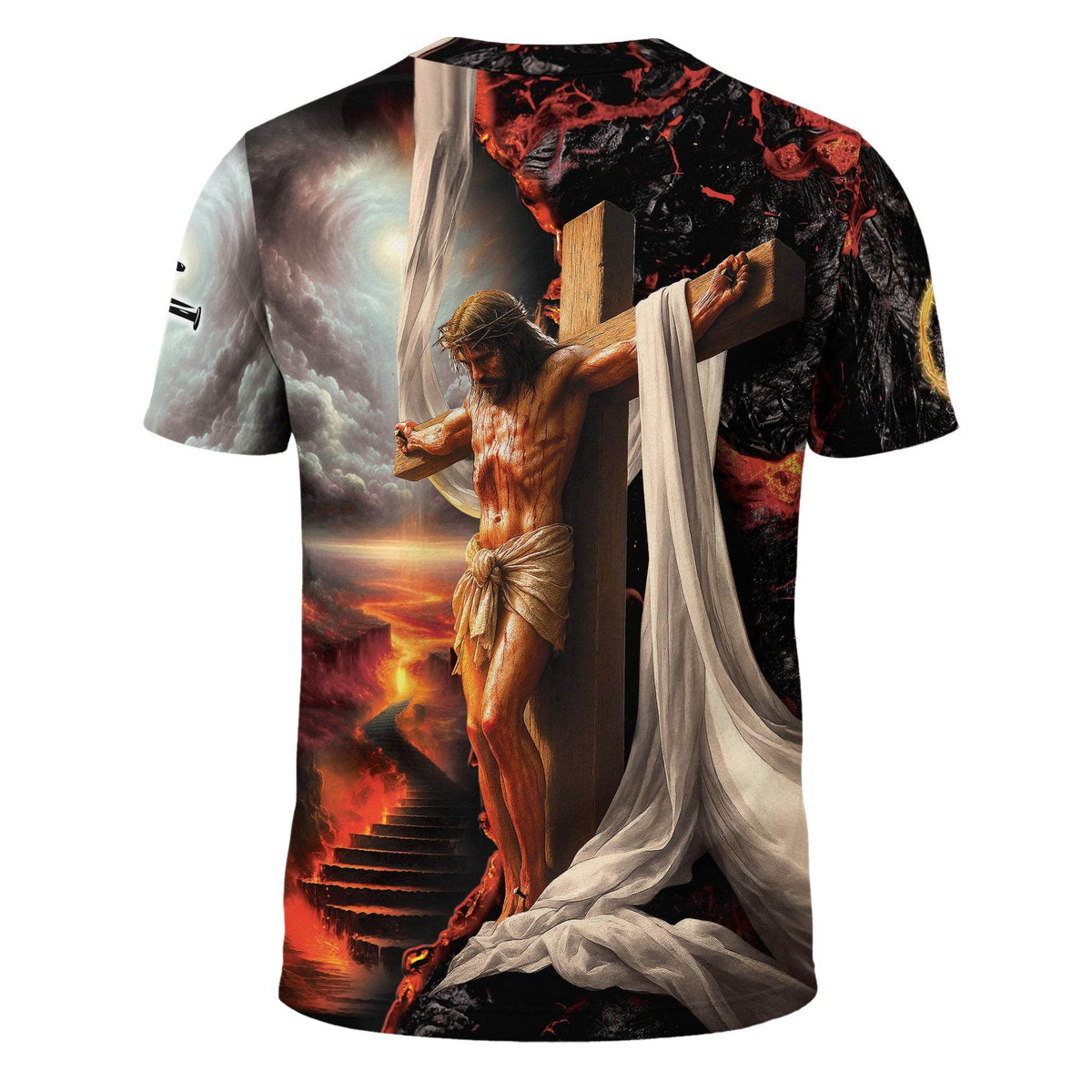 Lion & Fiery Cross Christian T-Shirt – Faith Over Fear Design