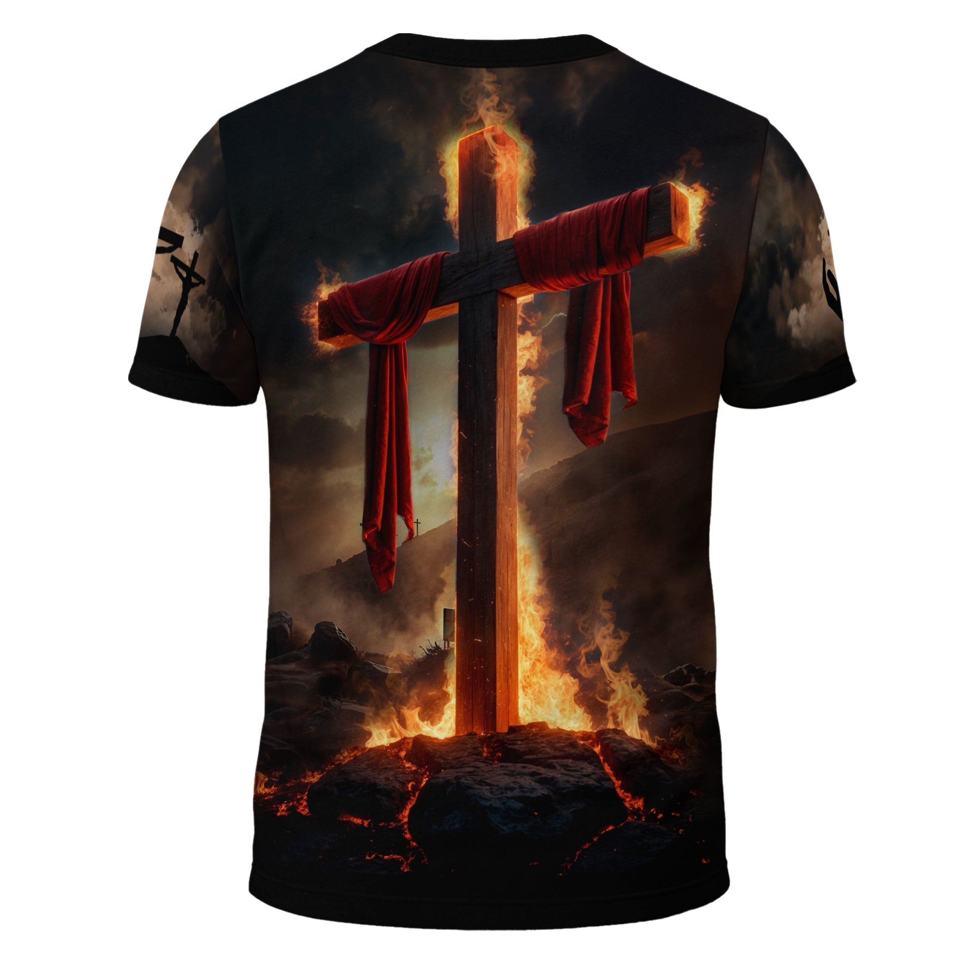 I Can Do All Things Through Christ Lion of Judah Cross Fire Christian T-Shirt