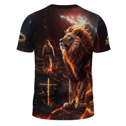 Jesus Lion Of Judah Cross Fiery Glory The Way The Truth The Life T-Shirt