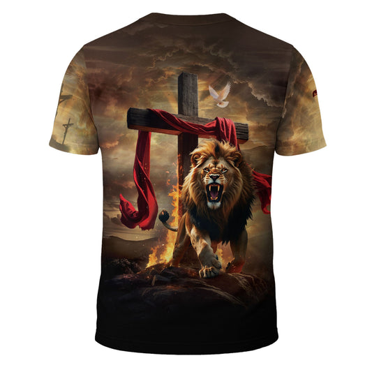 Redeemed Christian T-Shirt Lion Cross Lamb Faith Design
