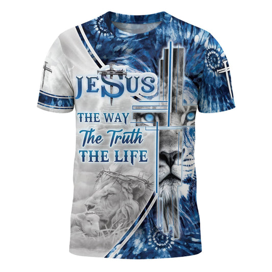 Jesus The Way The Truth The Life Bold Blue Lion Tee (2 Side Version)