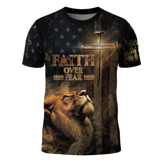 Faith Over Fear | Lion of Judah & Patriot Cross Design