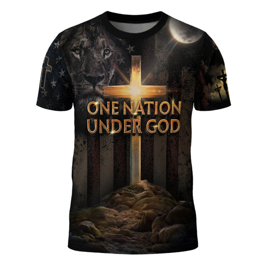 One Nation Under God | Cross of Glory & Lion in Shadow Tee