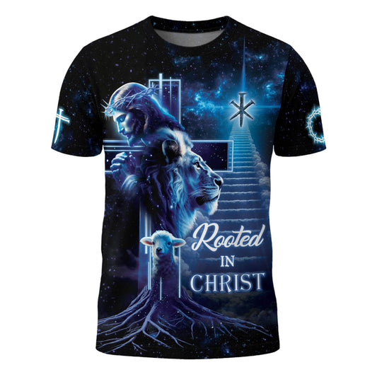 Rooted In Christ The Lion The Lamb And The King T-Shirt