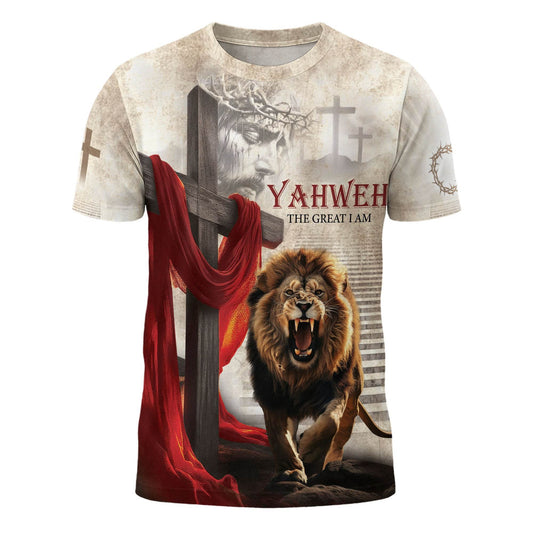 Yahweh The Great I Am & Crimson Cross Lion T-Shirt