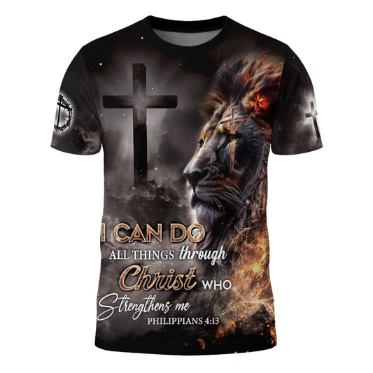 I Can Do All Things Through Christ Lion and Cross T-Shirt