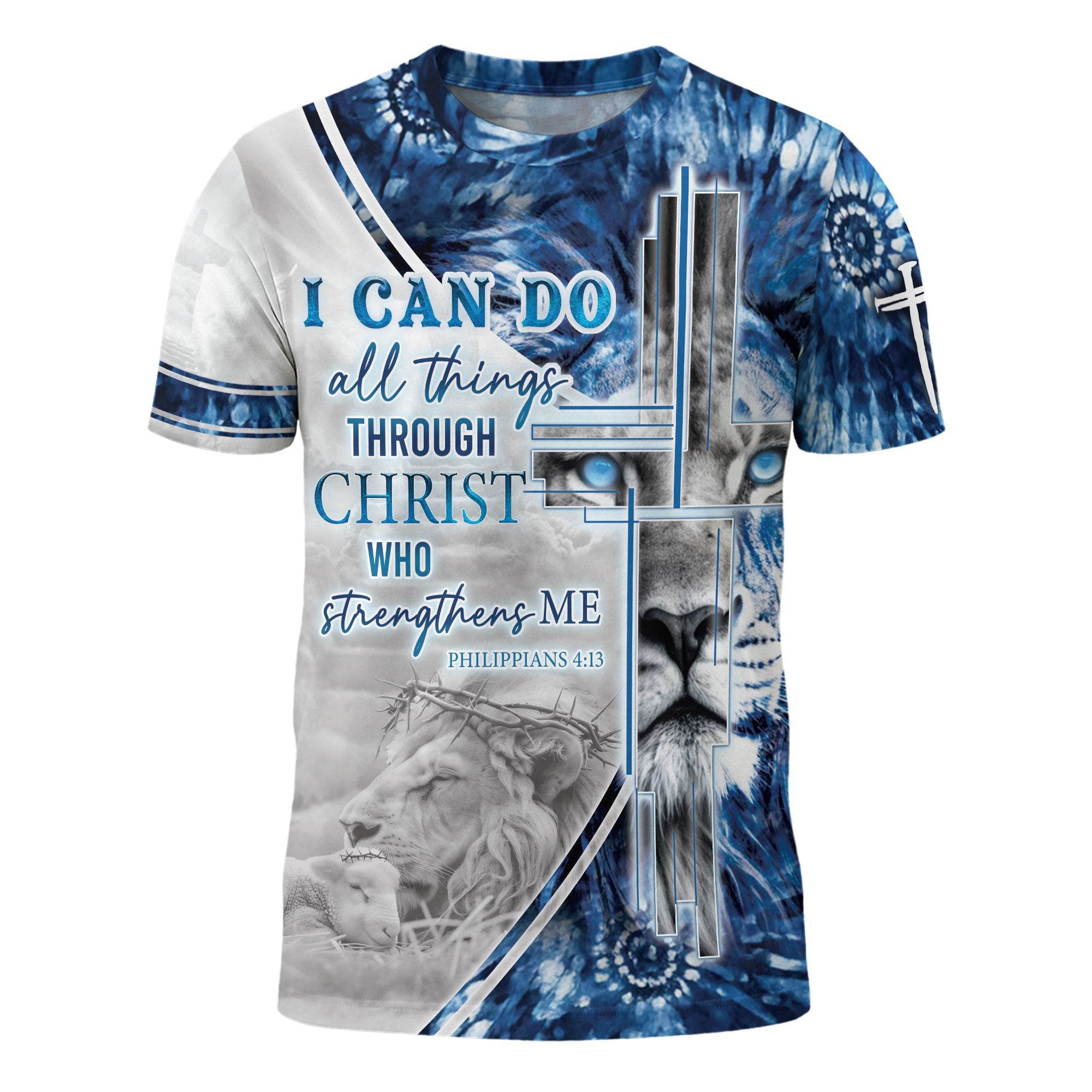 I Can Do All Things Through Christ Blue Lion T-Shirt