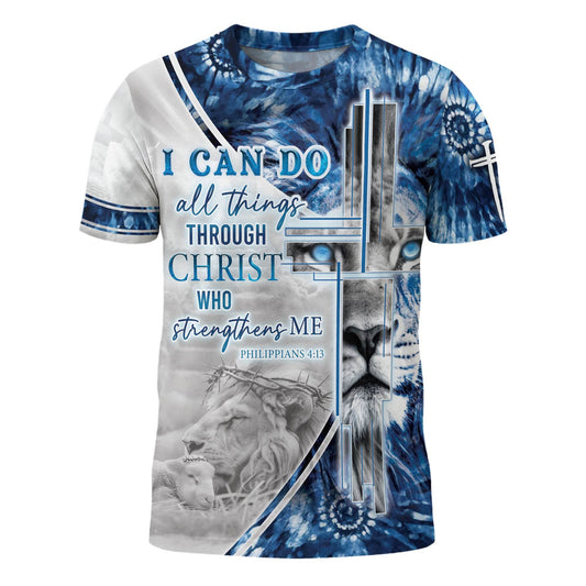 I Can Do All Things Through Christ Blue Lion T-Shirt