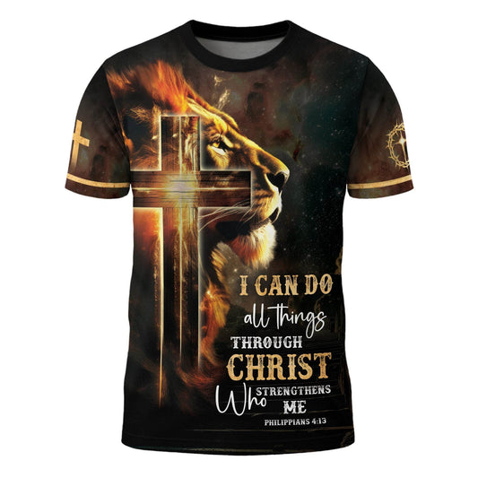 Lion of Judah with Fiery Cross “I Can Do All Things” T-Shirt