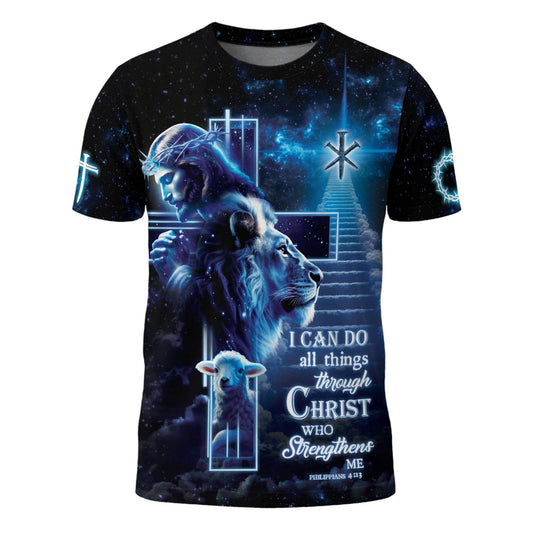 Christ Who Strengthens Me Cosmic Cross Christian Tshirt