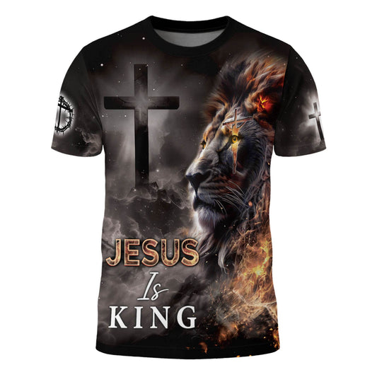 Jesus Is King The Fiery Lion Of Judah Faith T-Shirt