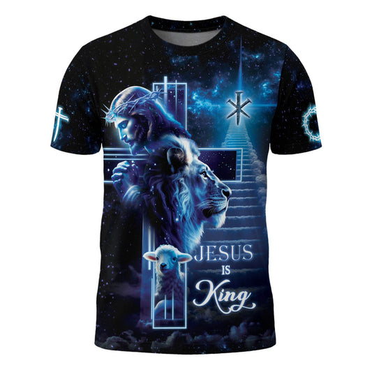 Jesus Is King The Lion And The Lamb On Heaven's Stair T-Shirt