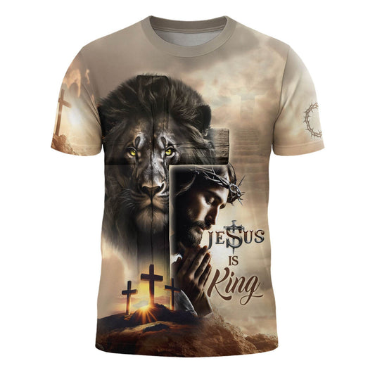 The Risen King Is Lord Of All Lion And Cross Religious T-Shirt