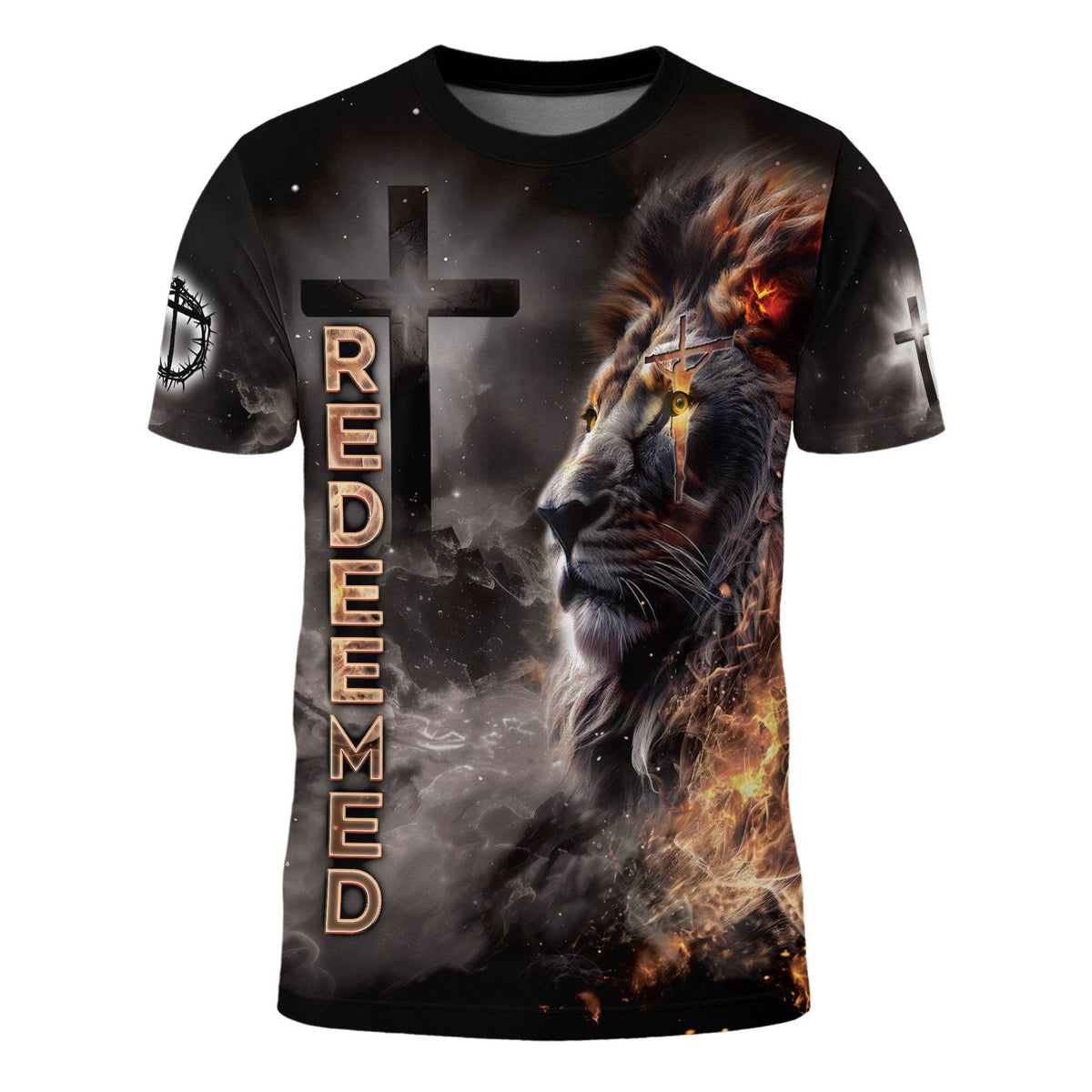 Redeemed By The Lion Of Judah Fiery Christian Shirt