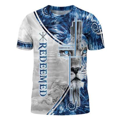 Blue Eyed Lion Of Judah "Redeemed" Christian T-Shirt