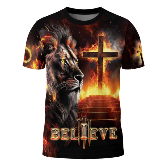 Believe In The Lion Of Judah And The Glowing Cross T-Shirt