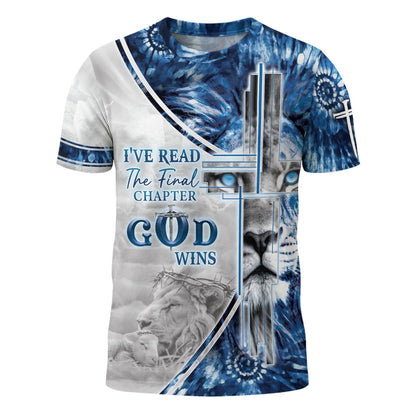 I’ve Read The Final Chapter God Wins Blue Cross Lion Christian T-Shirt