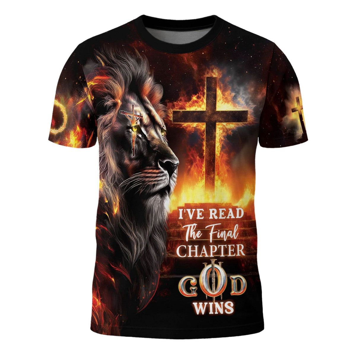 I've Read The Final Chapter God Wins Lion Cross Fire T-Shirt